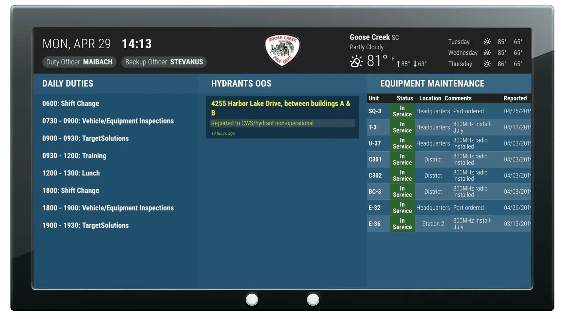 Goose Creek Rural FD Consolidates Communication Channels with First Arriving Digital Dashboards