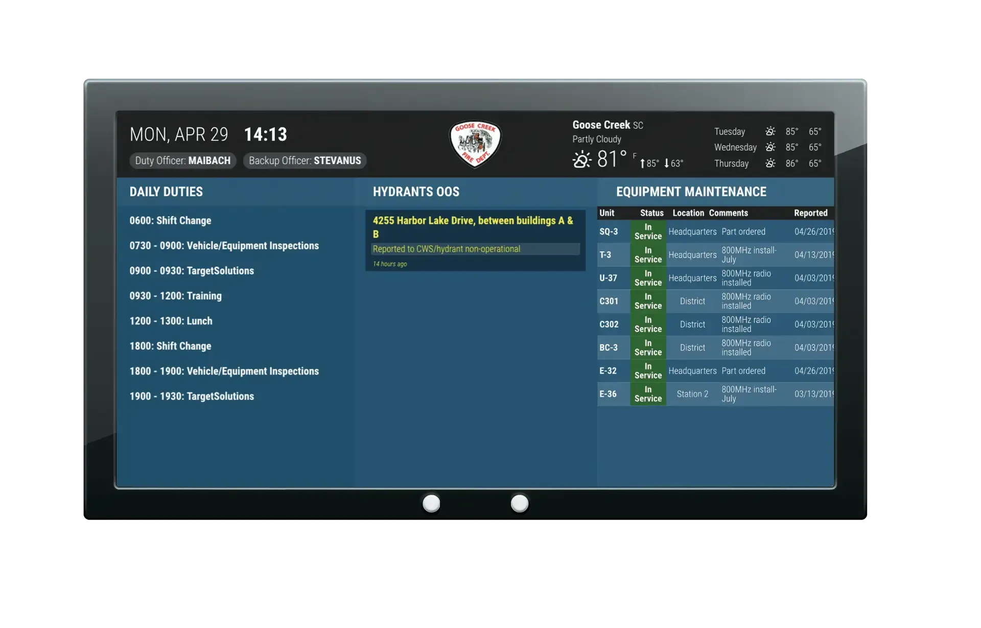 Goose Creek Rural FD Consolidates Communication Channels with First Arriving Digital Dashboards