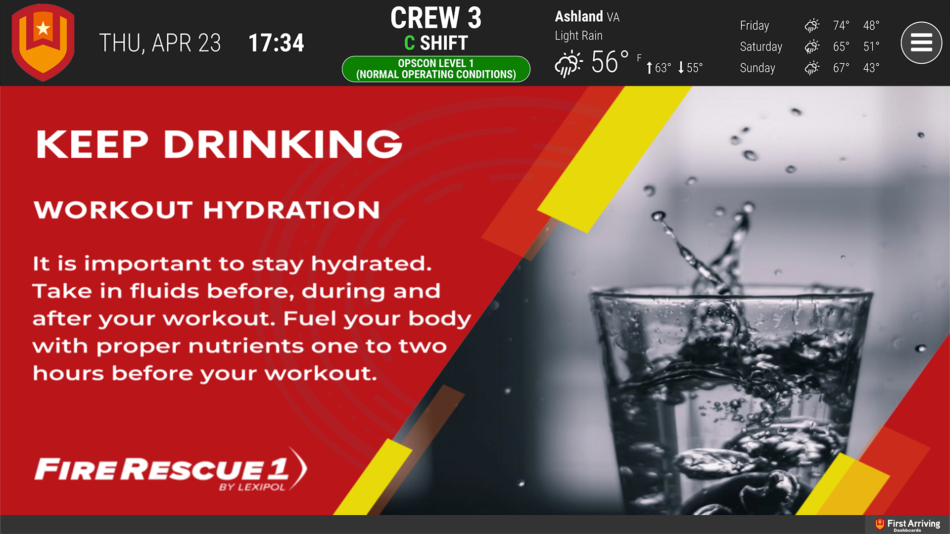 First Arriving Tips shown on a dashboard (4)