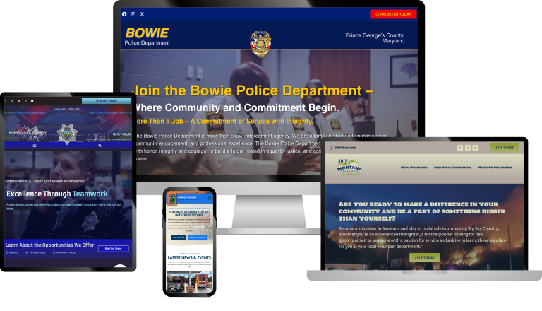 The Bowie Police Department website on a desktop, laptop, tablet and smartphone