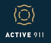 Active 911 logo with gold Maltese cross symbol on dark blue background
